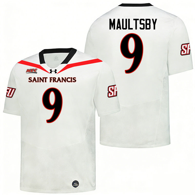 Saint Francis Red Flash #9 DJ Maultsby College Football Jerseys,Uniforms Stitched-White